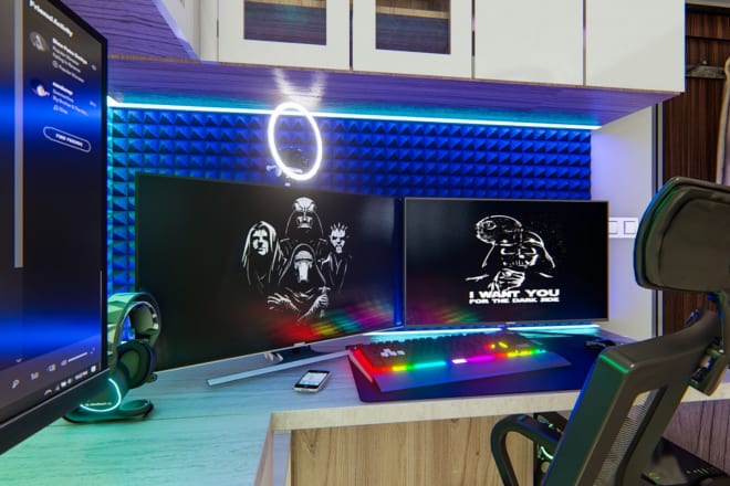 I will design and 3d render for your gaming, streaming room
