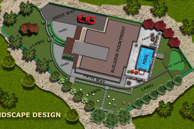 I will design architectural site map front and backyard landscape