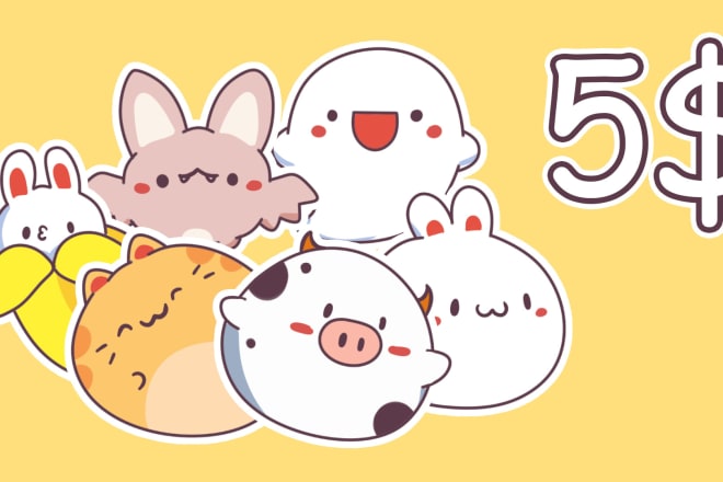 I will design cute animal emoticon, stickers, character