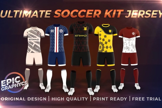 I will design full kit soccer jersey design for soccer team