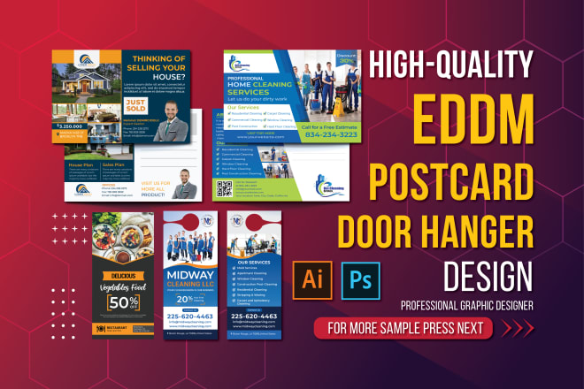 I will design promotional eddm postcard, door hanger, rack card