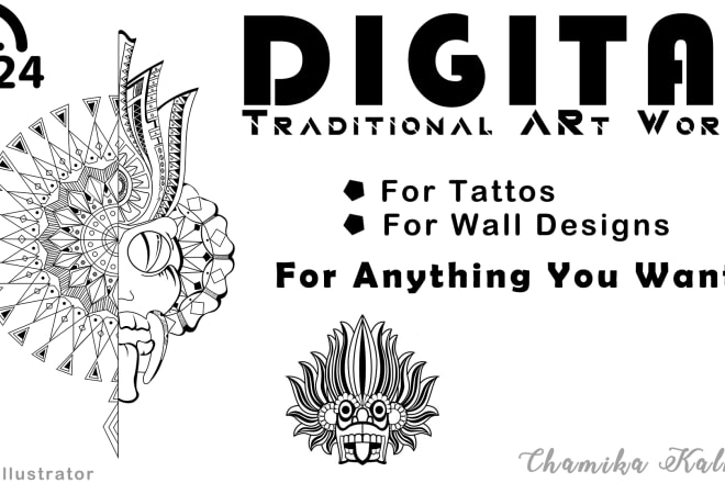 I will design traditional line art minimalist tattoo flash for you