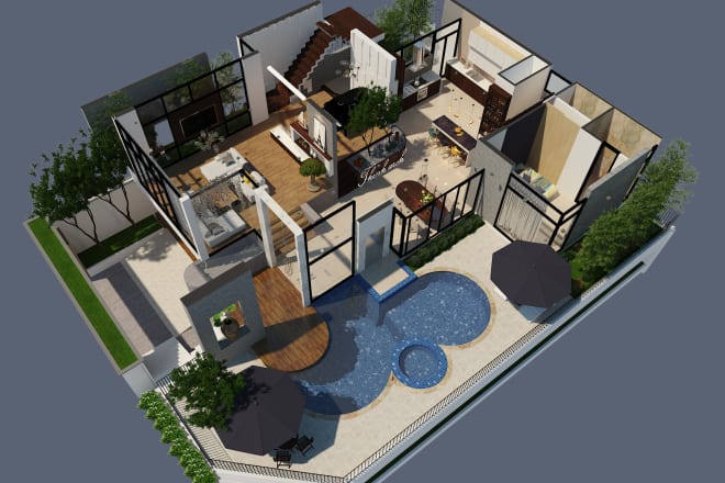 I will design,render the 2d,3d floorplan architectural interior