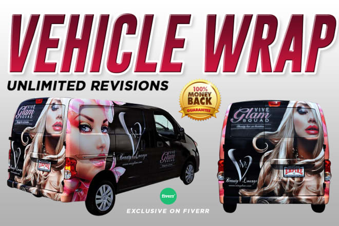 I will do creative car wrap, van wrap, any vehicle wrap designs in 6 hours