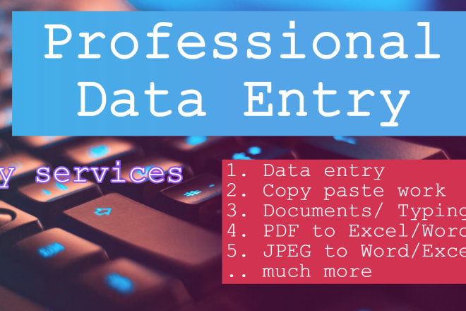 I will do data entry, copy paste, web research, web scraping and excel data entry