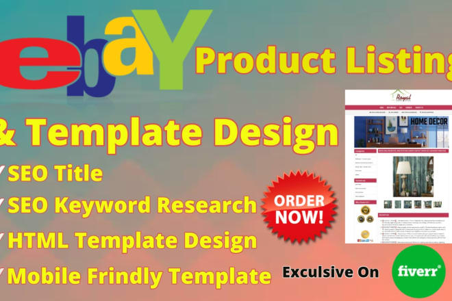 I will do ebay product listing and SEO title with HTML template design