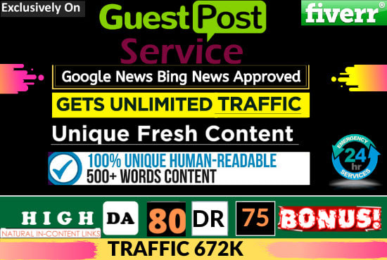 I will do guest post on da80 google news site permanent dofollow backlinks