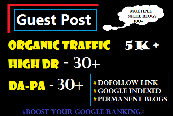 I will do guest post on high authority DR high traffic site