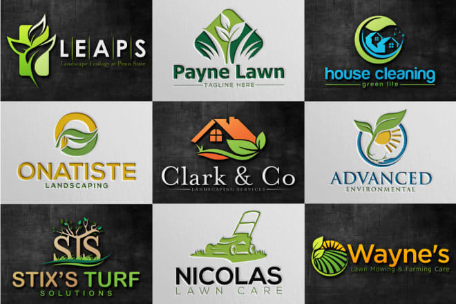I will do home cleaning lawn care agriculture farm landscape logo