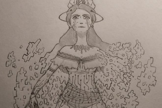 I will draw original characters for dnd in traditional pencil art