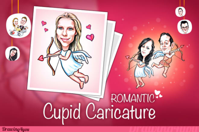 I will draw romantic cupid caricature for valentines day