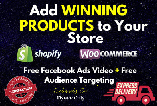 I will find shopify winning products for dropshipping with video ads