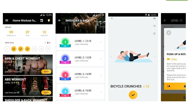 I will fitness app, workout app, gym app, health app, mobile app, android or ios
