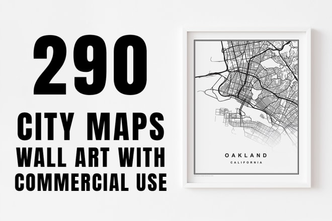 I will give you 290 cities maps poster with commercial use
