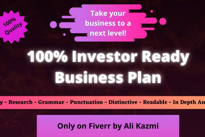 I will help you in making investor ready business plan