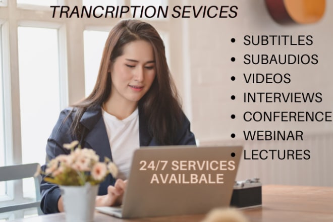 I will professionally transcribe audio, video and create english subtitles with srt