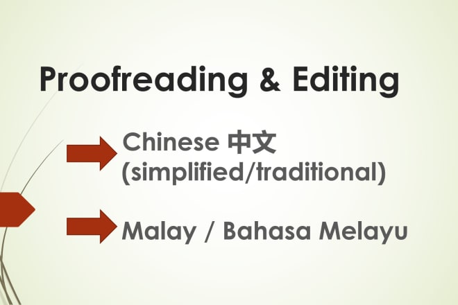 I will proofread and edit chinese or bahasa malaysia or malay text