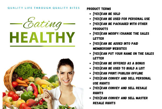 I will provide a copy of eating healthy ebook with resell rights