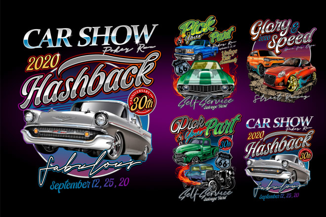 I will retro automotive tshirt designs