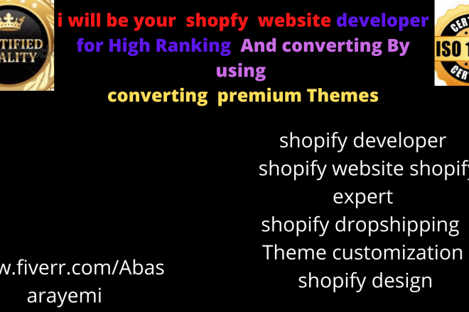 I will shopify developer shopify website shopify expert