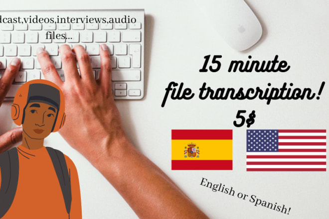 I will transcript any digital content, english and spanish