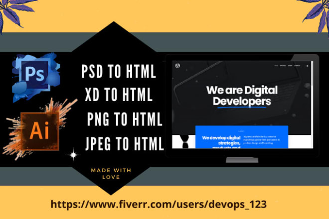 I will build, convert a sketch or PSD to html responsive web design