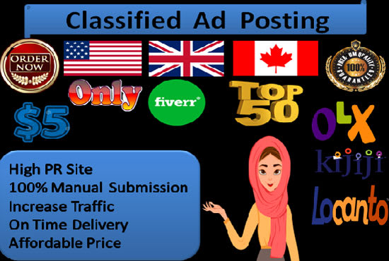 I will classified ad posting on top usa, uk, canada ad sites