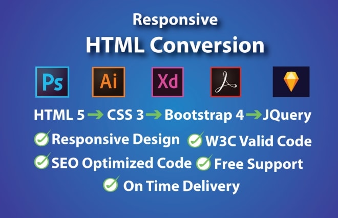 I will convert psd to html, xd to html, responsive website