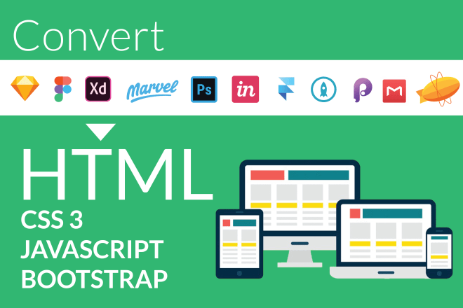 I will convert psd to html, xd to html, sketch, figma to html css