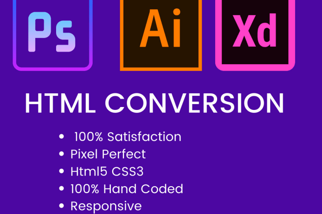 I will convert sketch to html, psd, xd to html bootstrap
