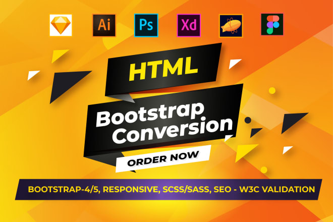 I will convert xd to html, sketch to html, PSD to html responsive bootstrap 5