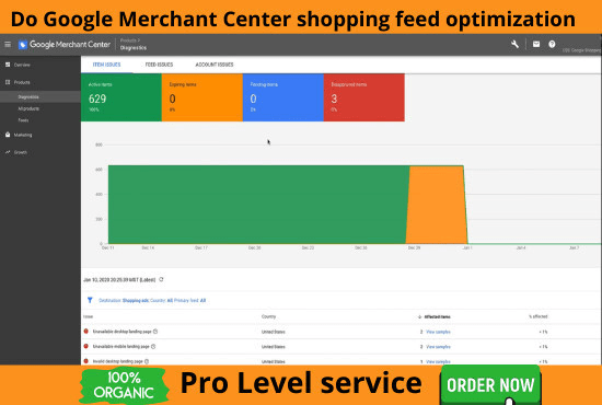 I will create a google merchant account and set up shopping feed