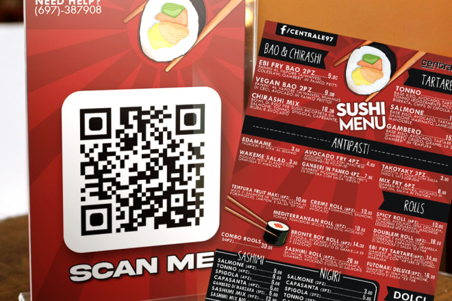 I will create a restaurant menu design with qr code