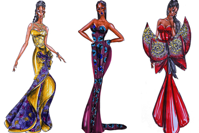 I will create an amazing fashion illustration