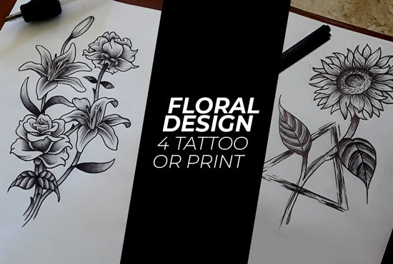 I will create and draw the best floral design for tattoo or print