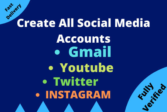 I will create and fix gmail facebook,instagram,linkedin, account for you