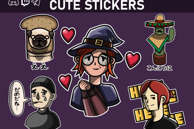 I will create cute stickers, emotes for twitch, discord, telegram