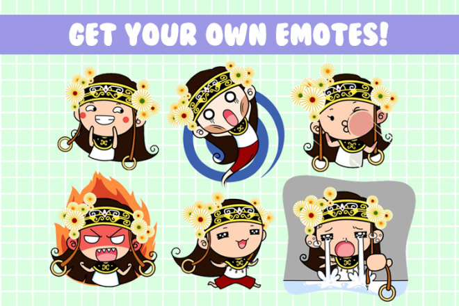 I will create cute twitch emotes, badges, and panels for you