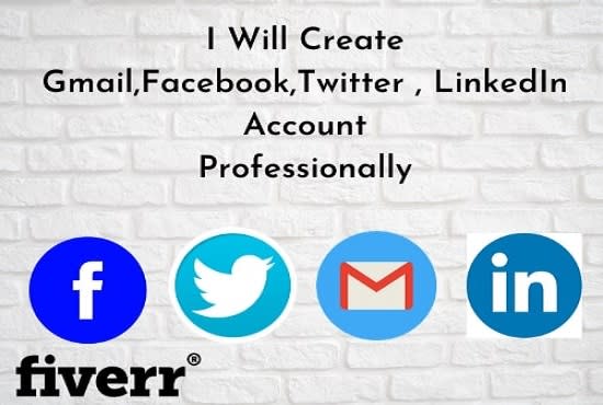 I will create facebook,twitter,linkedin,gmail account for you