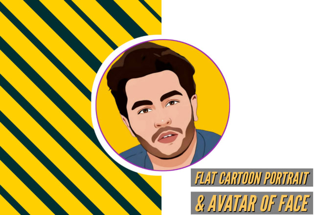 I will create flat cartoon portrait avatar from face for social media profile picture