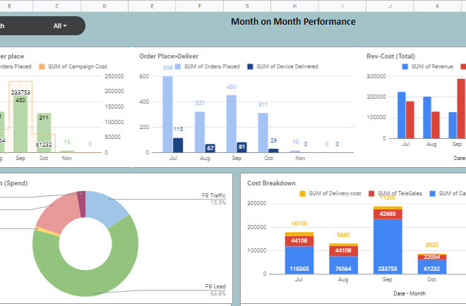 I will create interactive dashboard for your startup ecommerce or employee KPI track