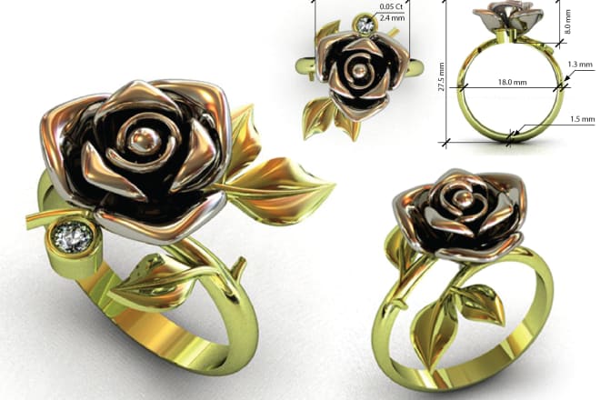 I will create jewelry 3d model for printing on rhinoceros, renders