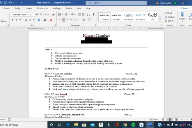 I will create resume from scratch