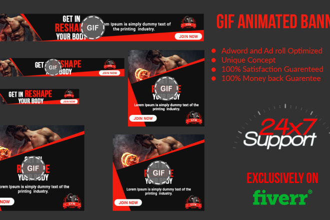I will create stunning animated gif banner within 24 hours