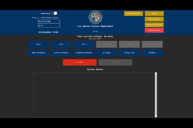 I will create you an mdt emergency services cad for a roleplay clan