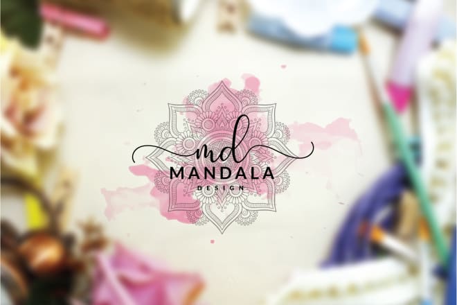 I will creative watercolor feminine mandala flat logo design
