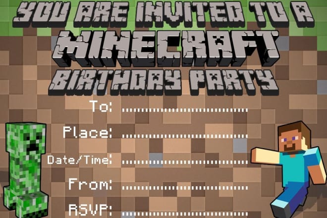 I will customize a minecraft quality birthday invitation
