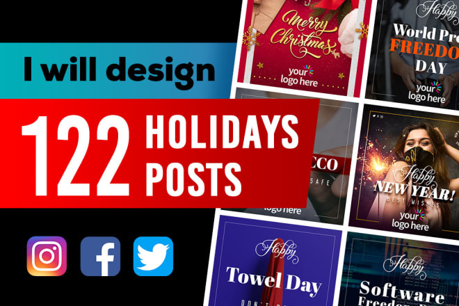 I will design 122 instagram posts for international holidays and events