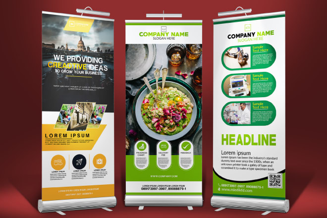 I will design a creative roll up or pull up banner