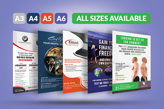 I will design a3, a4, a5, a6 sizes flyer or poster